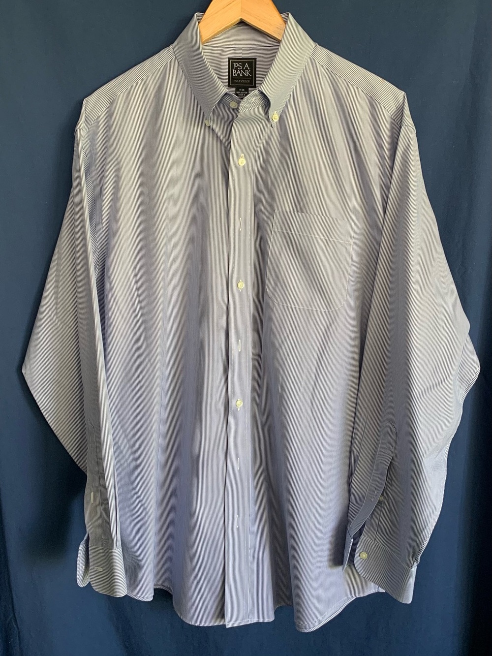 Jos. A. Bank Traveler Light Blue Pinstripe Button-Down Shirt